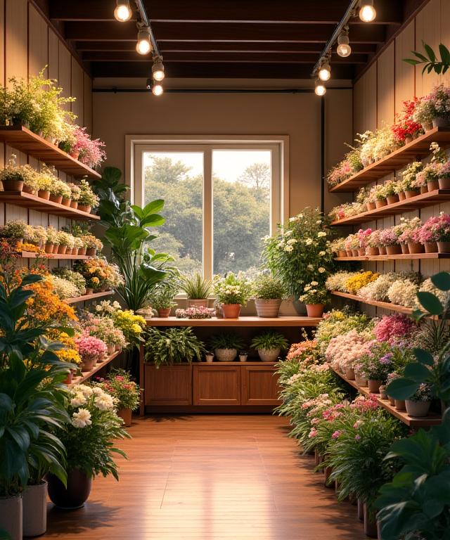 温かみのある照明で照らされた「夕日と花」の店内